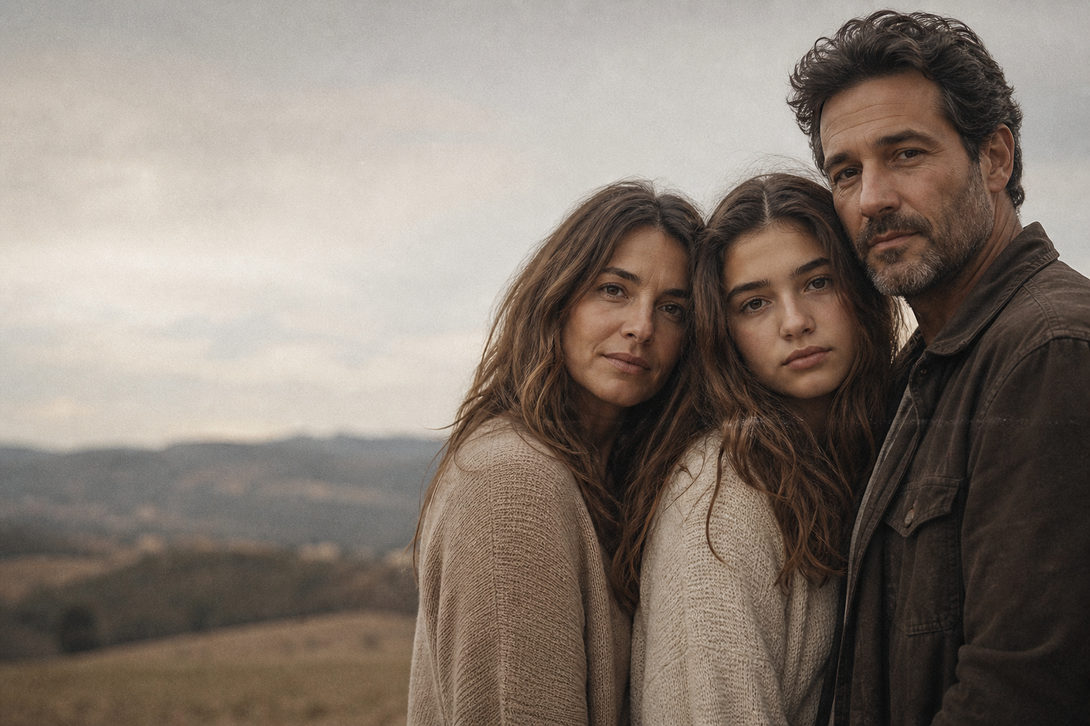 Famille regardant la caméra